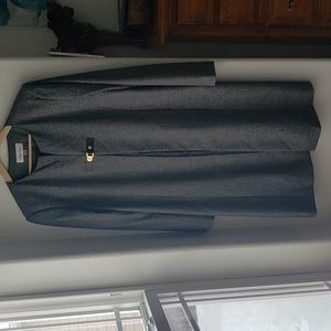 Calvin Klein Overcoat Blazer and Skirt Set with Gold and Leather Clip